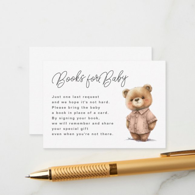 Cute Teddy Bear Books for Baby Enclosure Card (Front/Back In Situ)