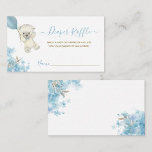 Cute Teddy Bear Boy Baby Shower Diaper Raffle  Enclosure Card