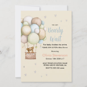 Cute Teddy Bear Boy baby shower Invitation