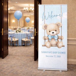 Cute Teddy Bear Boy Baby Shower Welcome Sign