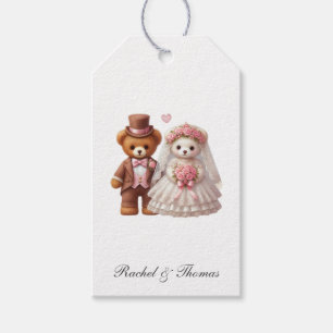 Cute Teddy Bear Bride And Groom Wedding Gift Tags