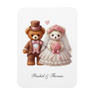 Cute Teddy Bear Bride And Groom Wedding  Magnet