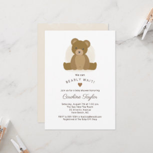 Cute Teddy Bear Brown Baby Shower Invitation