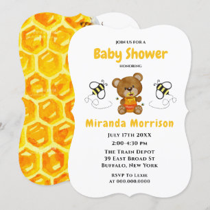 Cute Teddy Bear Bumblebee Baby Shower Invites