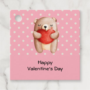 Cute Teddy Bear Carrying a Red Heart Favour Tags