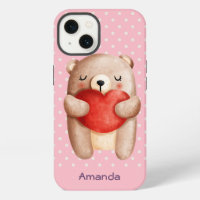 Cute Teddy Bear Carrying a Red Heart