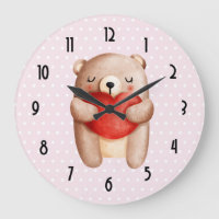 Cute Teddy Bear Carrying a Red Heart on Polka Dots