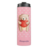 Cute Teddy Bear Carrying a Red Heart