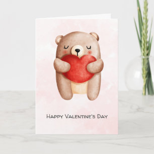  Cute Teddy Bear Carrying a Red Heart Valentine's Card