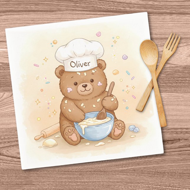 Cute Teddy Bear Chef Napkin (Creator Uploaded)