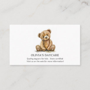 Cute Teddy Bear Childcare Daycare Babysitting Business Card