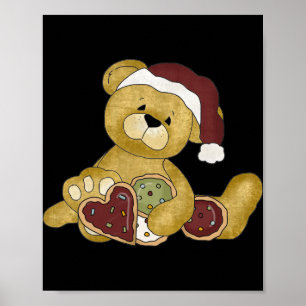 Cute Teddy Bear Christmas T Shirt  Poster