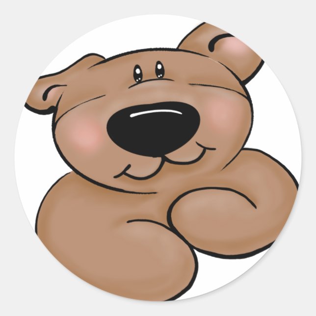 Cute Teddy Bear Classic Round Sticker (Front)