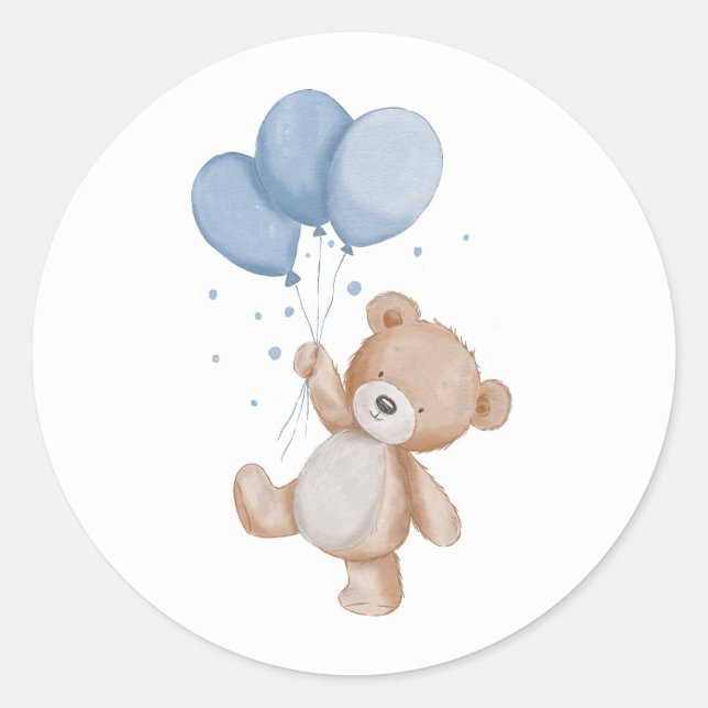 Cute Teddy Bear Classic Round Sticker (Front)