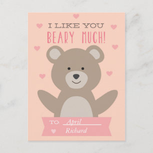 Cute Teddy Bear Classroom Valentine Postcard