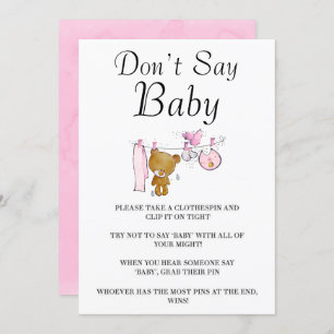 Cute Teddy Bear Clothes Line Don’t Say Baby Cards