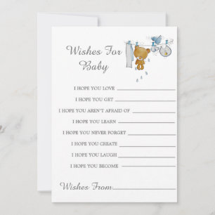 Cute Teddy Bear Clothes Line Wishes For Baby Card