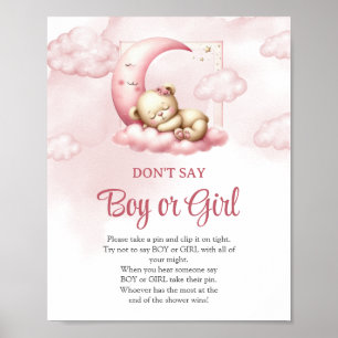 Cute teddy bear cloud nine Don't Say Boy or Girl Poster