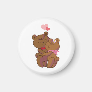Cute teddy bear couple printed  magnet