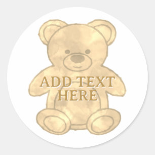 Cute Teddy Bear Custom Text  Classic Round Sticker