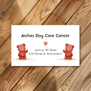 Cute Teddy Bear Daycare Centre Babysitting Business Card