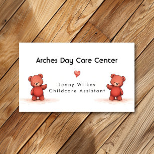 Cute Teddy Bear Daycare Centre Babysitting Business Card