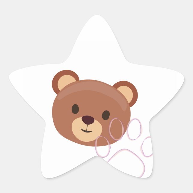 Cute Teddy Bear Design On  Star Sticker (Front)