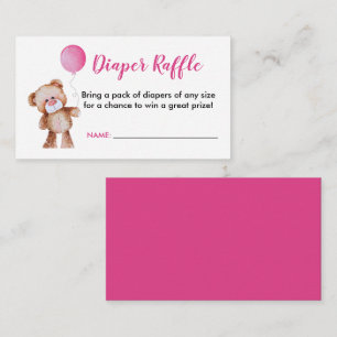 Cute Teddy Bear Diaper Raffle Enclosure Card