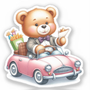 Cute Teddy Bear Driving Kawaii & Animal Lovers