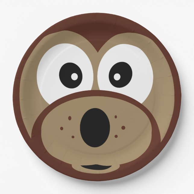 Cute Teddy Bear Face Paper Plates (Front)