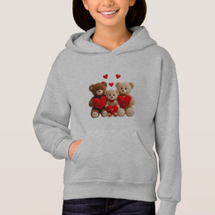 Cute Teddy Bear Family Heart Kids