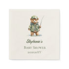 Cute Teddy Bear Fisherman Reel Excited Baby Shower