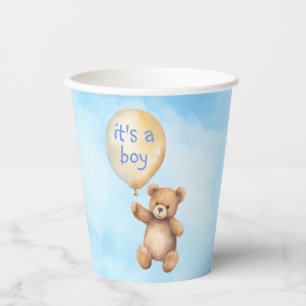 Cute teddy bear floating balloon baby shower paper cups