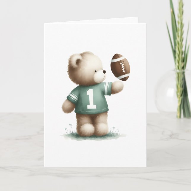 Cute Teddy Bear Football Player Blank Greeting  Card (Front)
