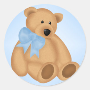 Cute Teddy Bear, For Baby Boy Classic Round Sticker