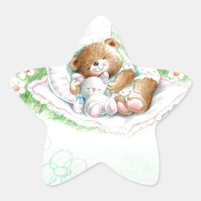 Cute teddy bear for baptism, Christening Star Sticker (Front)