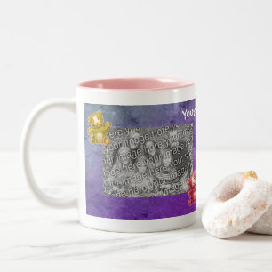 Cute Teddy Bear Frame Personalised Photo  Two-Tone Coffee Mug