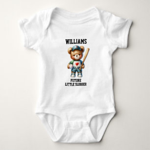 Cute Teddy Bear Future Baseball Player Baby Bodysuit