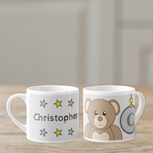 Cute teddy bear grey kid's size espresso cup