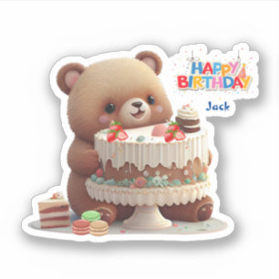 Cute Teddy Bear Happy Birthday Custom Cut Vinyl