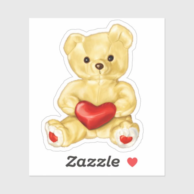 Cute Teddy Bear Holding Heart – Adorable Plush Toy (Sheet)