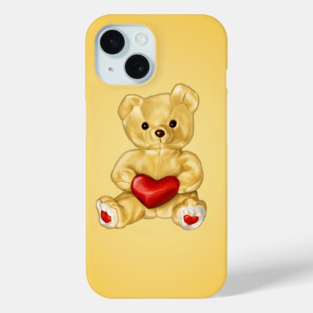 Cute Teddy Bear Holding Heart – Adorable Plush Toy Case-Mate iPhone Case (Back)
