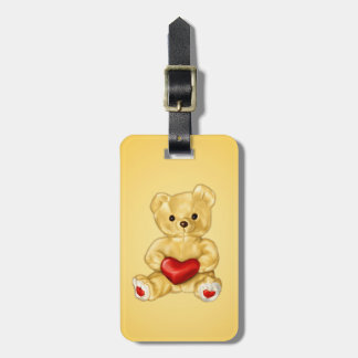 Cute Teddy Bear Holding Heart – Adorable Plush Toy Luggage Tag