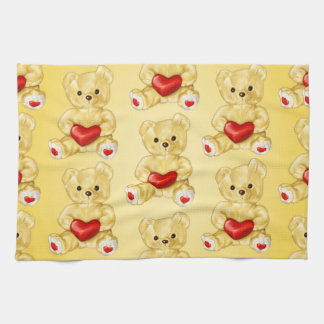 Cute Teddy Bear Holding Heart – Adorable Plush Toy Tea Towel