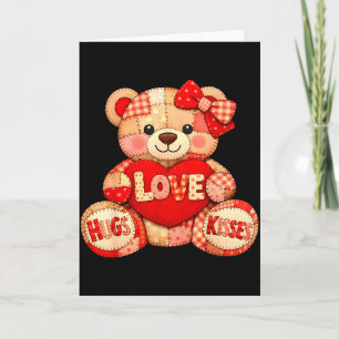 Cute Teddy Bear Holding Heart Valentine Day Women  Card