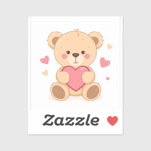 Cute Teddy Bear Holding Heart – Valentine Love Ill (Sheet)