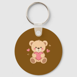 Cute Teddy Bear Holding Heart – Valentine Love Ill Key Ring