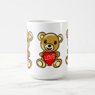 Cute Teddy Bear Holding Heart with Love – Adorable Coffee Mug