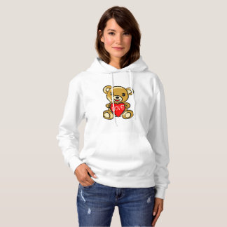 Cute Teddy Bear Holding Heart with Love – Adorable Hoodie