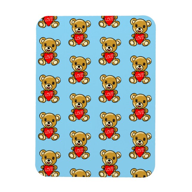 Cute Teddy Bear Holding Heart with Love – Adorable Magnet (Vertical)